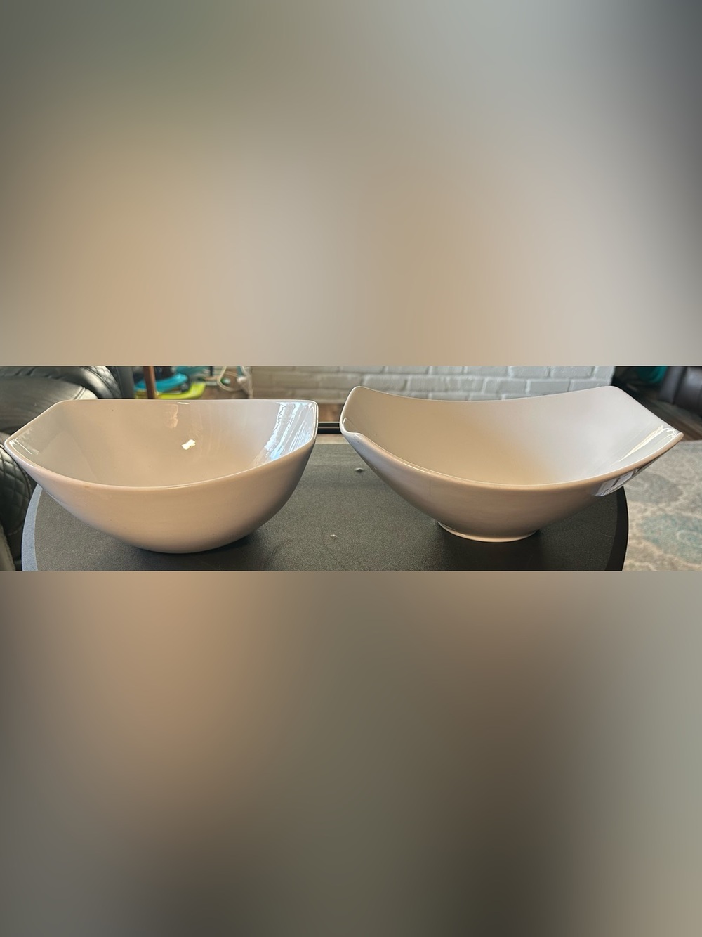 Set of 2 Modern White Ceramic Over and back side dish Bowls